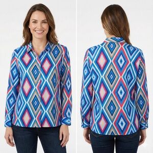 Polo Bonetta Women’s Multicolor Geometric Print Blouse – Turkish Boutique Knit